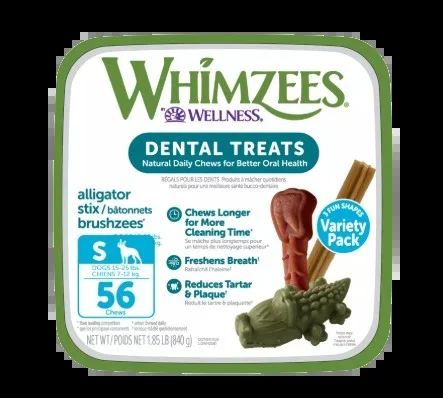 Wellness Whimzees Small Dog Dental Treats Variety Value Box 56 Pack