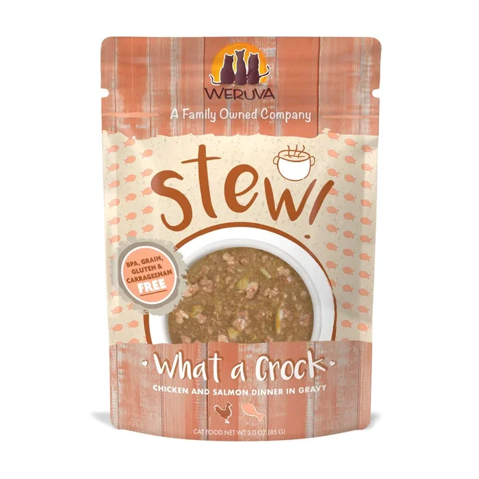Weruva Cat Stew What-a-Crock Chicken and Salmon Wet Cat Food – 3 Oz Pouch – Case of 12