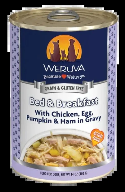 Weruva Classic Dog Bed & Breakfast Chicken, Egg, Pumpkin & Ham in Gravy Canned Dog Food