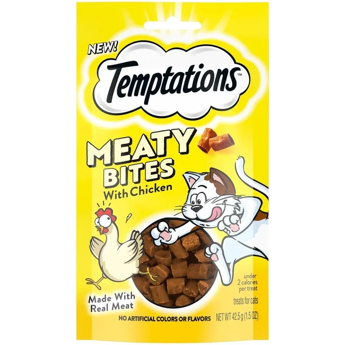 Whiskas Temptations Meaty Bites Chicken Flavored Soft and Chewy Cat Treats – 1.5 Oz – Case of 7
