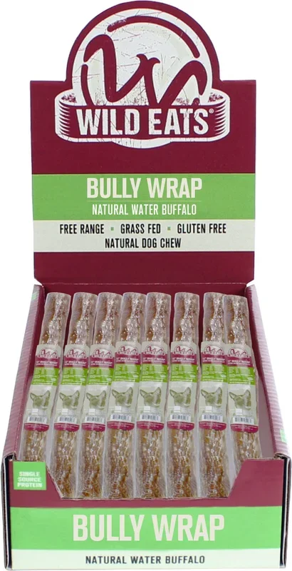 Wild Eats Water Buffalo Wrap Natural Dog Chews – Buffalo – 11 In – 24 Count