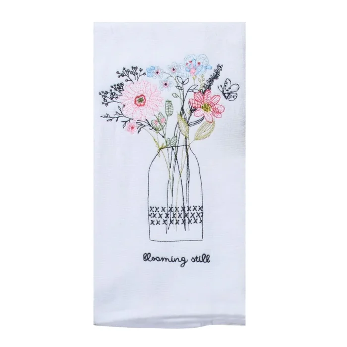 Wrapped In Grace Blooming Still Embroidered Dual Purpose Terry Towel R7263