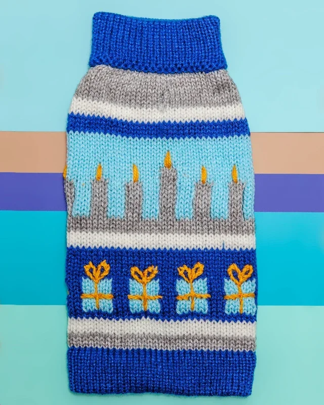 Yappy Hanukkah Handknit Dog Sweater