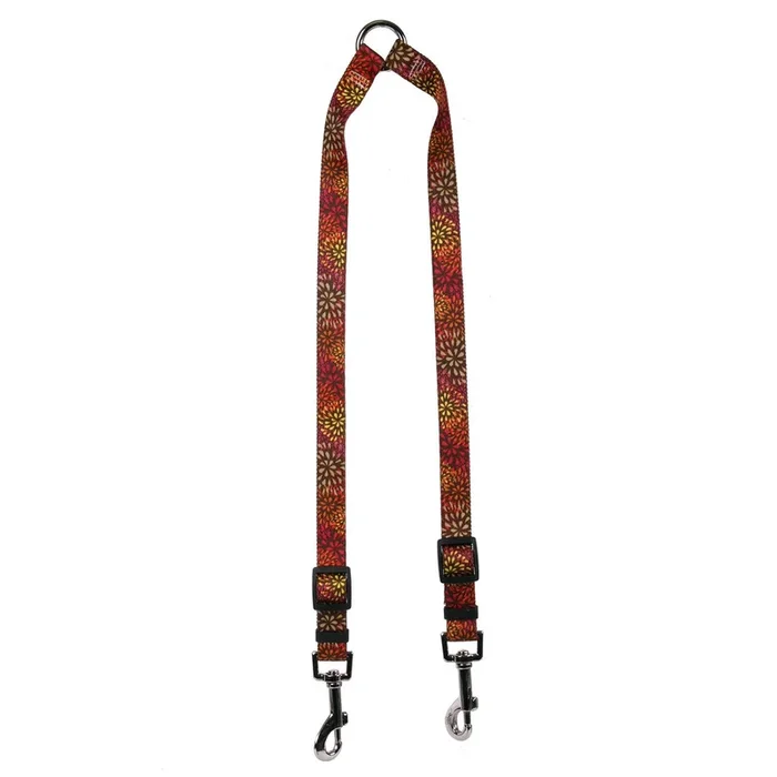 Yellow Dog Design Flower Works Red Coupler Dog Leash 3/4′ Wide And 12 To 20′ Long, Medium