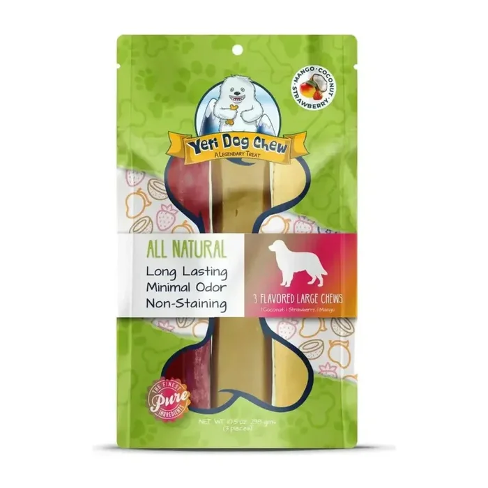 Yeti Dog Chews Himalayan Cheese Dog Treats Coconut/Strawberry/Mango Large 3 pk 10.5oz