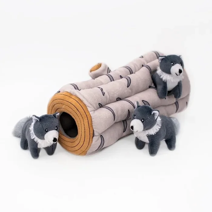 Zippy Paws Burrow Woodland Friends Artic Wolf Hide-and-Seek Squeak and Plush Dog Toy – X-Large