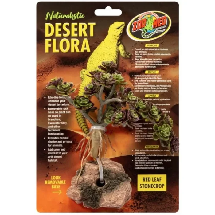 Zoo Med Laboratories Naturalistic Stonecrop Desert Flora Red Leaf Plastic Plant Aquarium and Terrarium Décor
