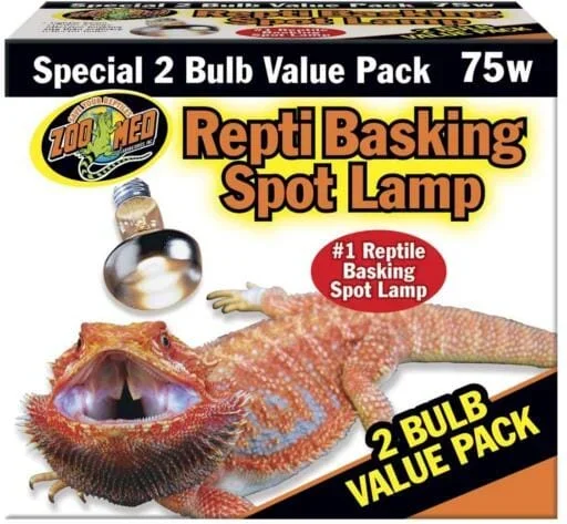 Zoo Med Laboratories Repti Basking Spot® 75 Watt Lamp for Diurnal Reptiles – 2 Count