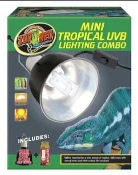 Zoo Med Laboratories Tropical UVB Light and Lamp Fixture Combo Kit – Mini – 50 Watt and upto 100 Watt