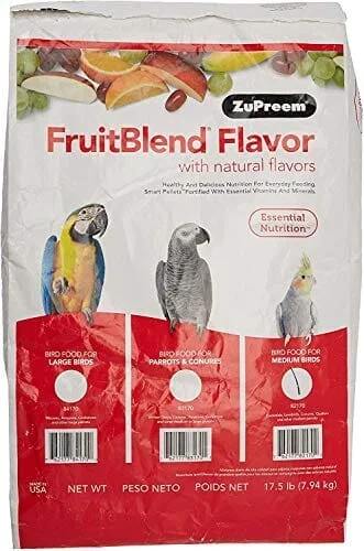Zupreem Fruitblend Flavor Medium Cockatiel Bird Food – 17.5 Lbs