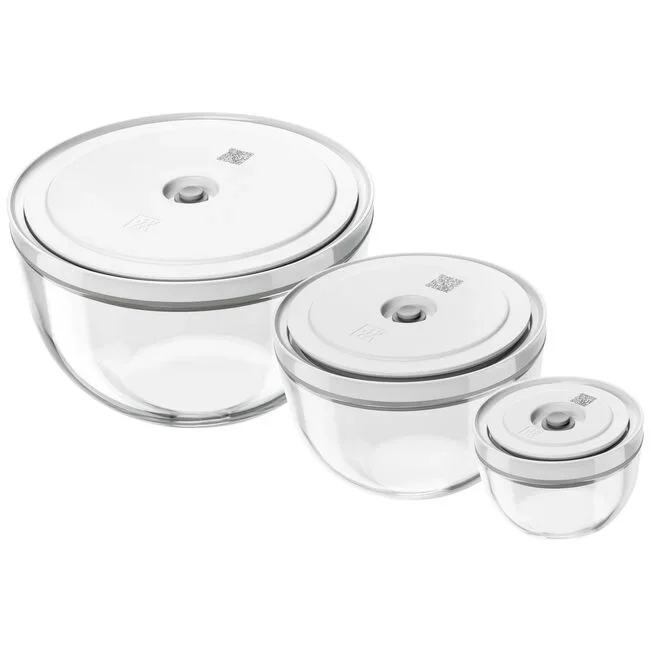 ZWILLING Fresh & Save Vacuum bowl set S/M/L / 6-pc, glass, transparent-white