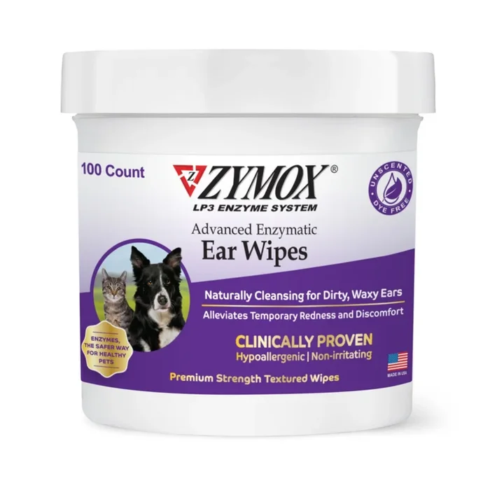 Zymox Advanced Enzymatic Ear Wipes for Cats Dogs 1ea/100 ct